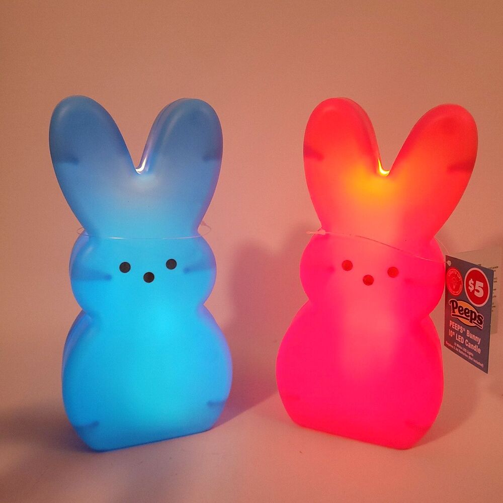 LED PEEPS Blowโ Mold 10" Bunnies Blue & Pink Light Up Easter Decor NWT